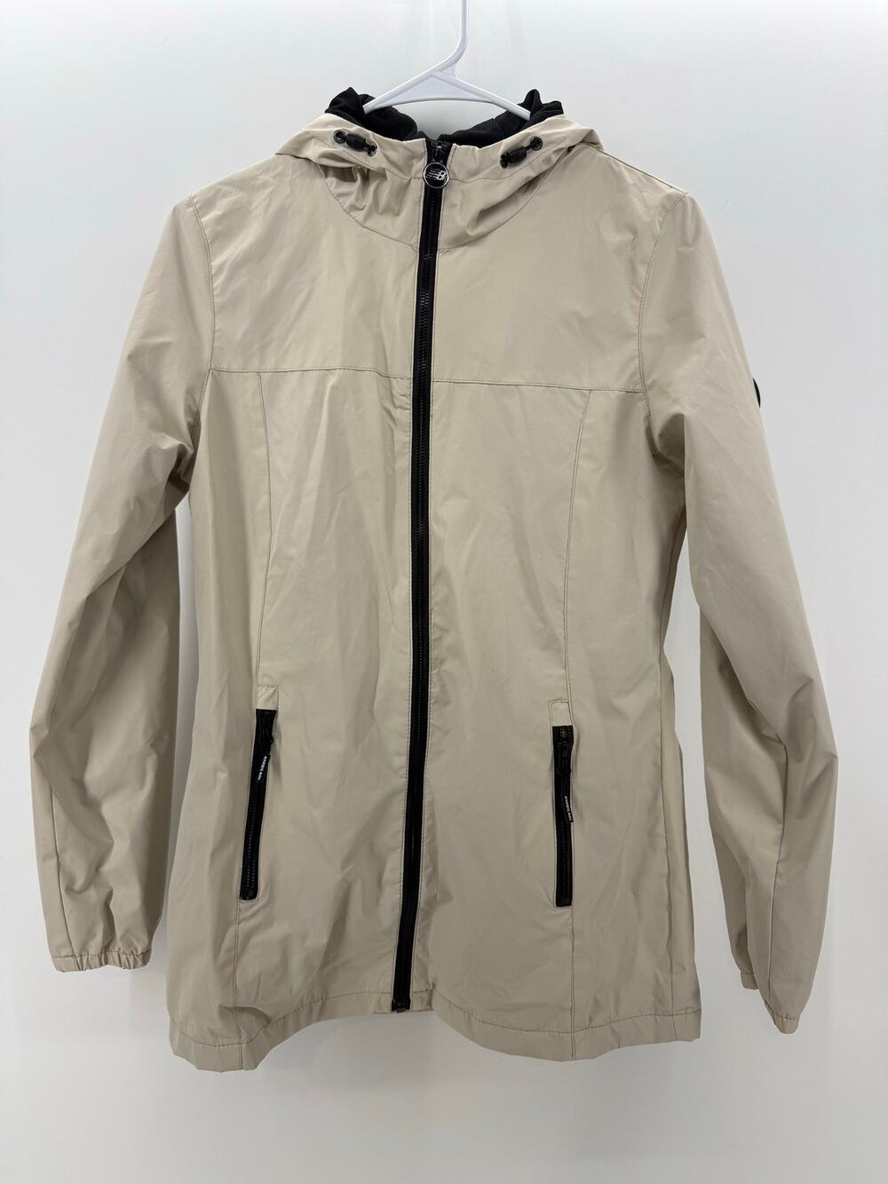 New Balance beige hooded full-zip windbreaker womens jacket - size XS